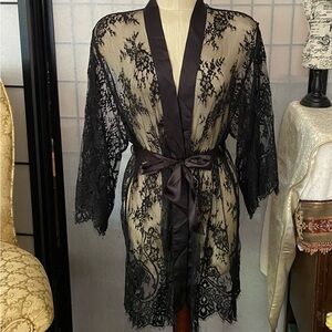 Bras N Things Black Lace Robe